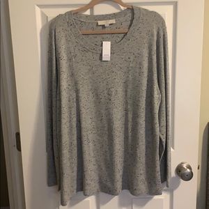 Plus Loft Gray Speckled Sweater NWT